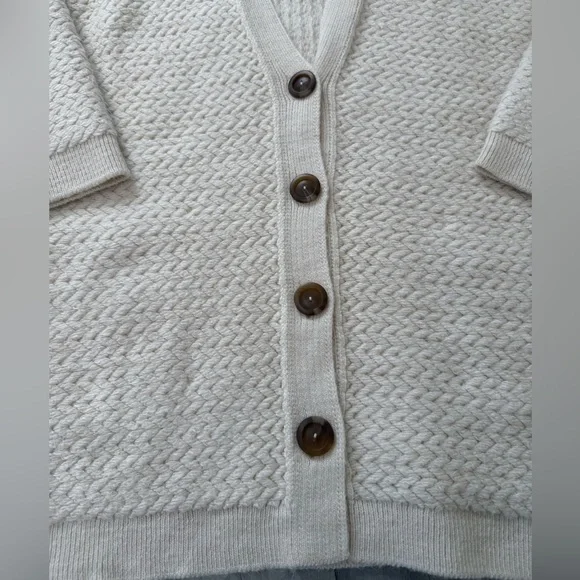 Free People Herringbone Stitch Kimono Cardigan Ivory Oversized Slouchy Small - Picture 4 of 14